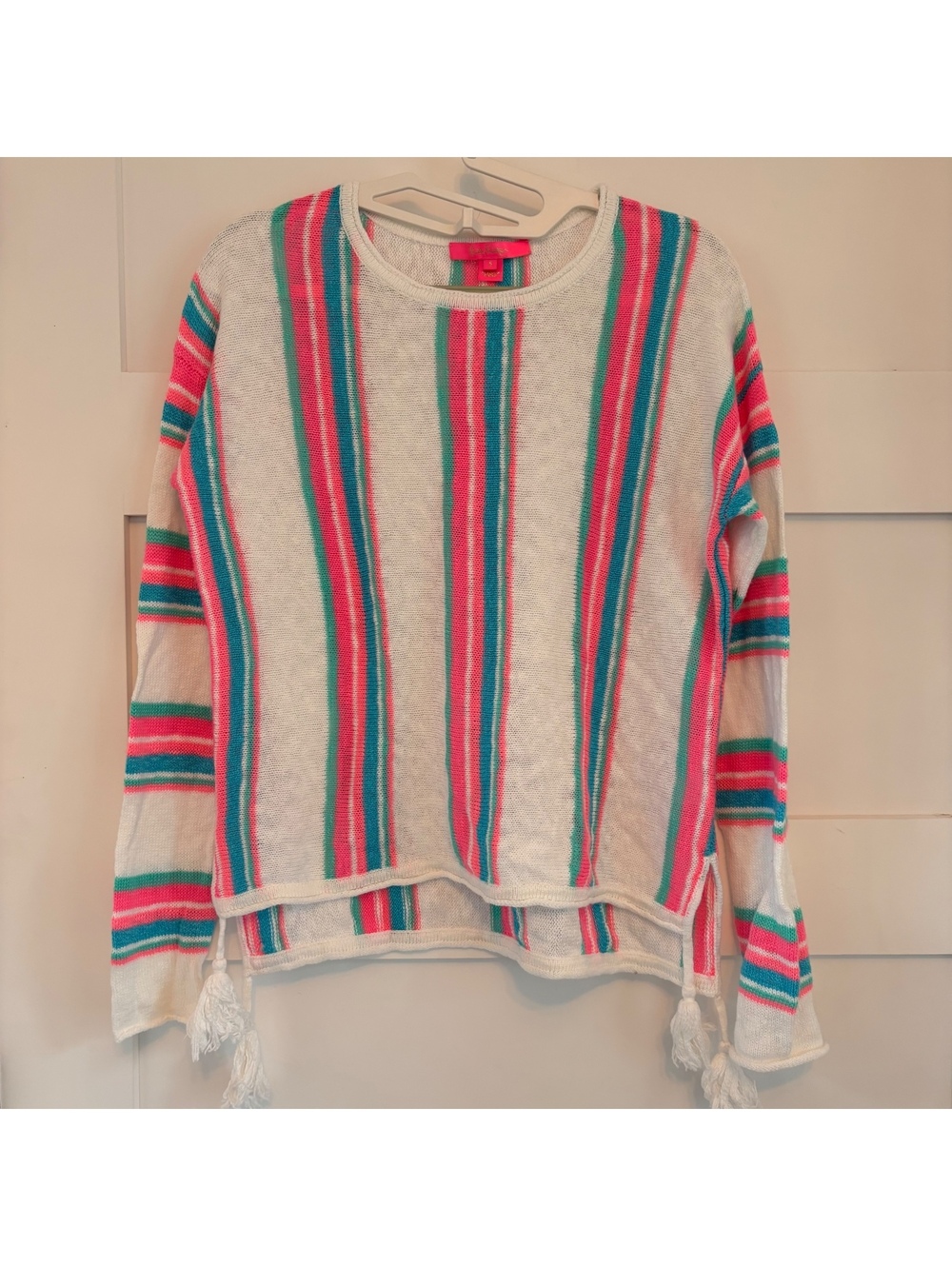 Lilly Pulitzer Rozalia Striped Cotton Sweater with Tassles Size S
